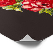 Rode Rozen Bloemhartkrans Elegant Lief Vintage Poster (Hoek)