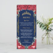 Rode Rozen Bloemige Sneeuw Witte Appel Verjaardags Programmakaart (Staand voorkant)