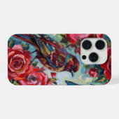 Rode Rozen Bloempatroon iPhone Hoesje 15 Pro Case (Achterkant horizontaal)