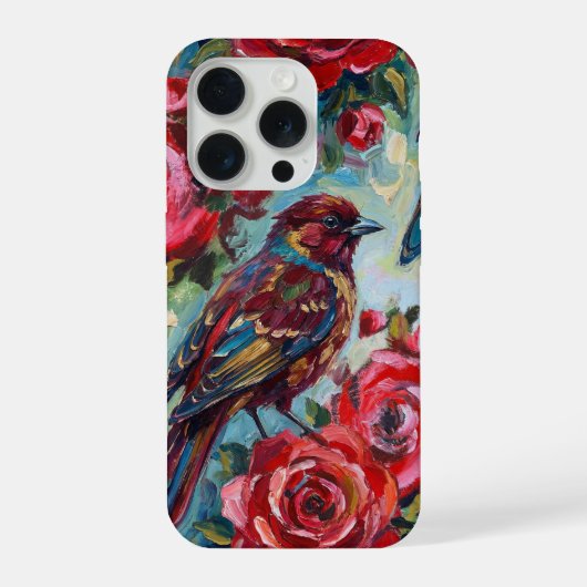 Rode Rozen Bloempatroon iPhone Hoesje 15 Pro Case (Achterkant)