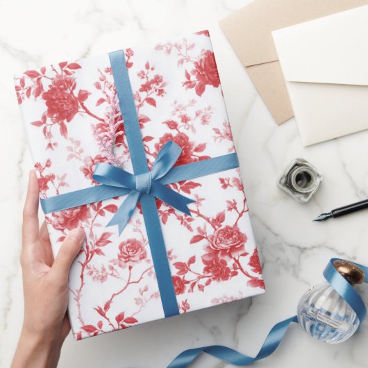 Rode Rozen Bloemrijke Bruidsdouche Cadeaupapier (Geschenken)