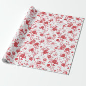 Rode Rozen Bloemrijke Bruidsdouche Cadeaupapier (Uitgerold)