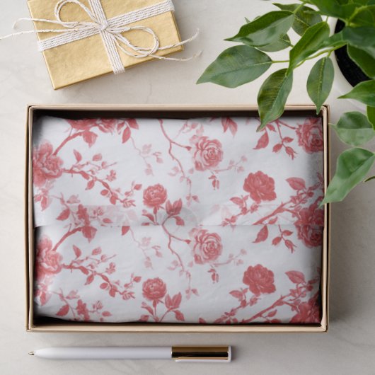 Rode Rozen Bloemrijke Bruidsdouche Tissuepapier (Geschenk)