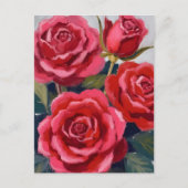Rode Rozen Bloemschildering Briefkaart (Voorkant)