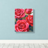 Rode Rozen Bloemschildering Canvas Afdruk (Insitu (Houten vloer))