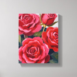 Rode Rozen Bloemschildering Canvas Afdruk