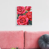Rode Rozen Bloemschildering Canvas Afdruk (Insitu (Woonkamer))
