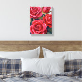 Rode Rozen Bloemschildering Canvas Afdruk (Insitu (Slaapkamer))