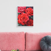 Rode Rozen Bloemschildering in Waterverf Canvas Afdruk (Insitu (Woonkamer))