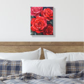 Rode Rozen Bloemschildering in Waterverf Canvas Afdruk (Insitu (Slaapkamer))