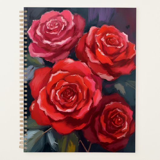 Rode Rozen Bloemschildering in Waterverf Planner (Voorkant)