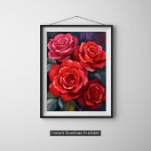 Rode Rozen Bloemschildering in Waterverf Poster