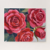 Rode Rozen Bloemschildering Legpuzzel (Horizontaal)