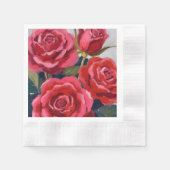 Rode Rozen Bloemschildering Servet (Voorkant)