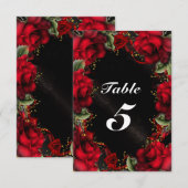 Rode Rozen Bloemstuk Bruiloft Tafel Nummerkaart Kaart (Voorkant / Achterkant)