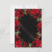 Rode rozen bloemstuk bruiloft tafel nummertje kaart (Achterkant)