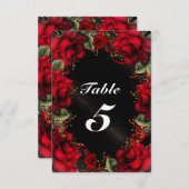 Rode rozen bloemstuk bruiloft tafel nummmerkaart kaart (Voorkant / Achterkant)