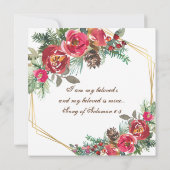 Rode Rozen Bloemstuk Gouden Kruis Christelijke Bru Kaart (Achterkant)