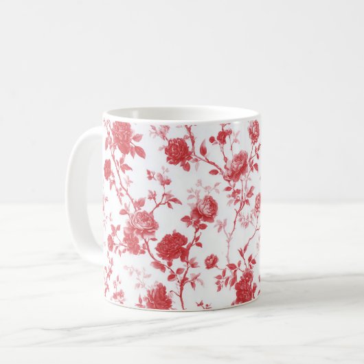 Rode Rozen Bloemstuk Koffiemok (Voorkant links)