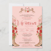 Rode Rozen Bloemstuk Laarzen Western Charra Quince Kaart (Voorkant)