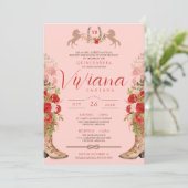 Rode Rozen Bloemstuk Laarzen Western Charra Quince Kaart (Staand voorkant)