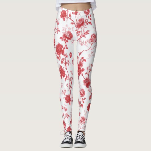 Rode Rozen Bloemstuk  Leggings (Voorkant)