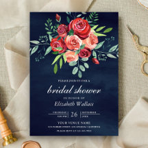 Rode Rozen Bloemstuk Navyblauw Bruidsdouche