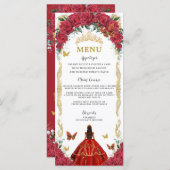 Rode Rozen Bloemstuk Quinceañera Bruine Prinses Me Programmakaart (Voorkant / Achterkant)