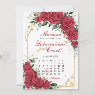 Rode Rozen Bloemstuk Quinceanera Hof Aanzoekkaart Kaart