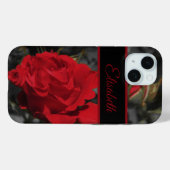 rode rozen bloom scroll op donkergrijs Case-Mate iPhone case (Achterkant (horizontaal))