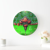 RODE ROZEN, BLUE EMERALD GREEN DAMASKMONOGRAM GROTE KLOK (Huis)