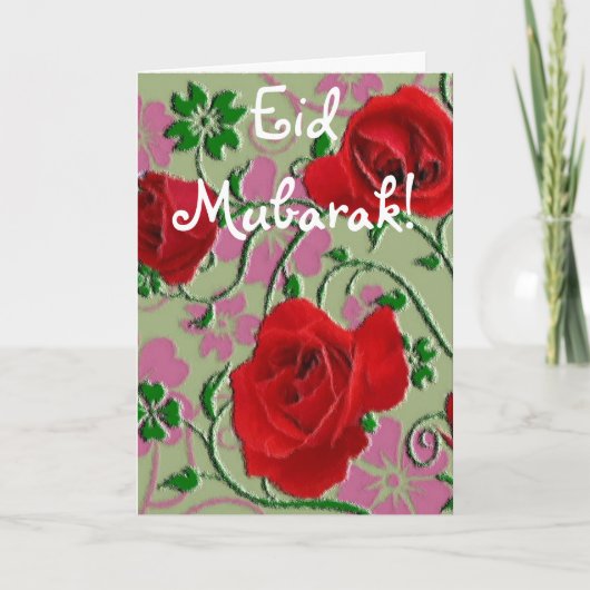 Rode rozen boeket Eid Mubarak Kaart (Voorkant)