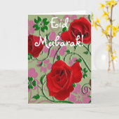 Rode rozen boeket Eid Mubarak Kaart (Gele Bloem)