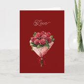 Rode Rozen Boeket Valentijnsdag Kaart (Voorkant)