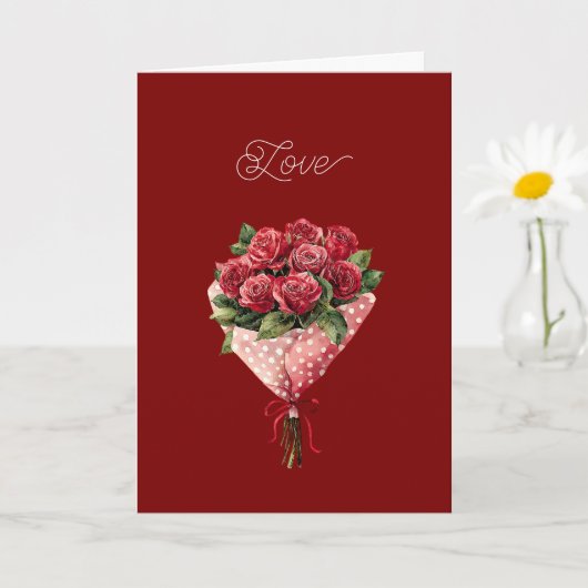 Rode Rozen Boeket Valentijnsdag Kaart (Kleine Plant)