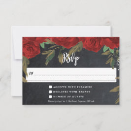 rode rozen boho bloem bruiloft rsvp antwoordkaart kaartje