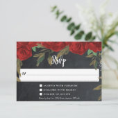 rode rozen boho bloemkaart antwoordkaart trouw-rsv RSVP kaartje (Staand voorkant)