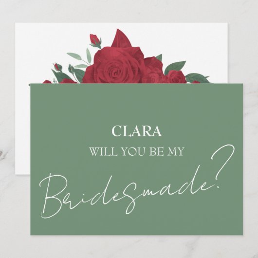 Rode Rozen Boho Bruidsjurk gemaakt Kaart (Voorkant / Achterkant)