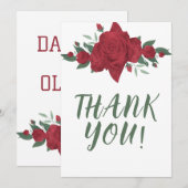 Rode Rozen Boho bruiloft Bedankkaart (Voorkant / Achterkant)