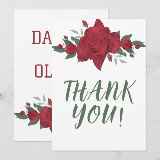 Rode Rozen Boho bruiloft Bedankkaart (Voorkant / Achterkant)