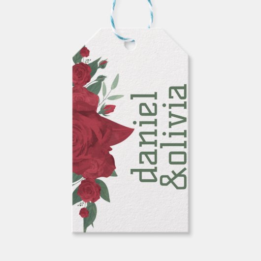 Rode Rozen Boho bruiloft Cadeaulabel (Voorkant)