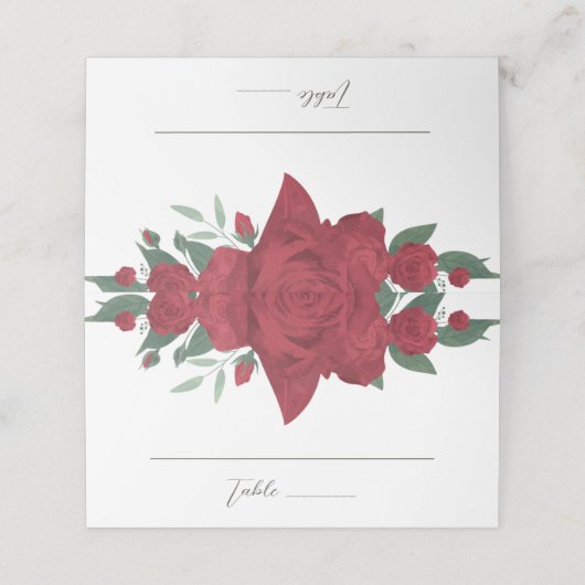 Rode Rozen Boho bruiloft Plaatskaartje (Buitenkant ongevouwen)
