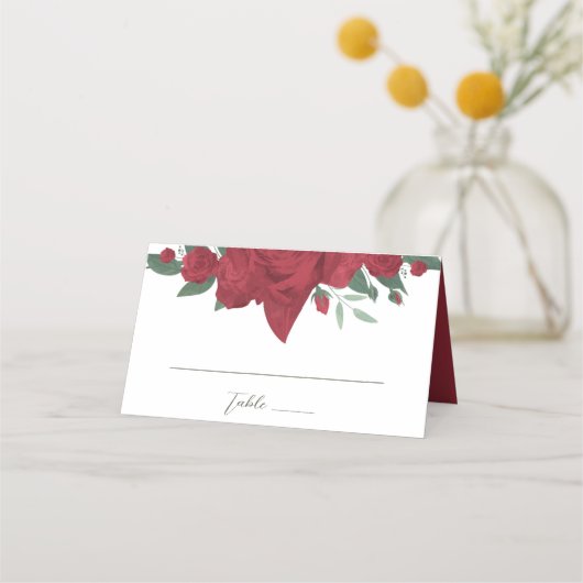 Rode Rozen Boho bruiloft Plaatskaartje (Achterkant)