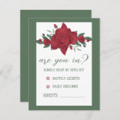 Rode Rozen Boho bruiloft RSVP Kaartje (Voorkant / Achterkant)