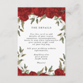 rode rozen boho floral bruiloft details informatiekaartje (Voorkant)