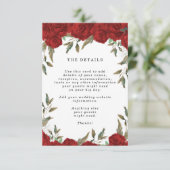 rode rozen boho floral bruiloft details informatiekaartje (Staand voorkant)