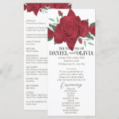 Rode Rozen Boho Huwelijksprogramma's (Voorkant / Achterkant)