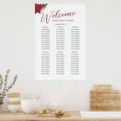 Rode Rozen Boho Wedding Seating Charts Poster (Keuken)