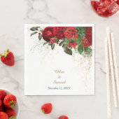 Rode Rozen Border Bloemen Bruiloft Servet (Insitu)