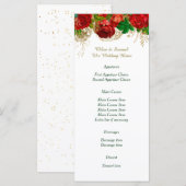 Rode Rozen Border Bruiloft Menu (Voorkant / Achterkant)